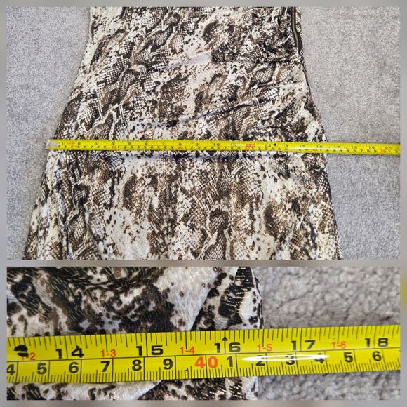 Cache Women’s Faux Wrap Bodycon Dress L/S Animal Print Gold Hardware Size Large - Picture 11 of 13